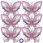 6 Pieces Butterfly Balloons, Purple Butterfly Foil Mylar Balloons,Butterfly Baby Shower Decoration for Butterfly Themed Party Wedding Birthday Party Baby Shower Decorations Supplies(Purple)