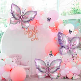 6 Pieces Butterfly Balloons, Purple Butterfly Foil Mylar Balloons,Butterfly Baby Shower Decoration for Butterfly Themed Party Wedding Birthday Party Baby Shower Decorations Supplies(Purple)