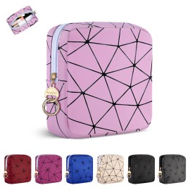 Playexen 4.5 inch Mini Makeup Bag, Small Cosmetics Bag for Purse with Ring Buckle, Portable Travel Makeup Pouch for Women Girls (Pink, Small)