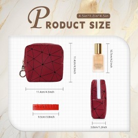 Playexen 4.5 inch Mini Makeup Bag, Small Cosmetics Bag for Purse with Ring Buckle, Portable Travel Makeup Pouch for Women Girls (Pink, Small)