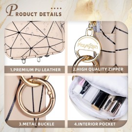 Playexen 4.5 inch Mini Makeup Bag, Small Cosmetics Bag for Purse with Ring Buckle, Portable Travel Makeup Pouch for Women Girls (Pink, Small)