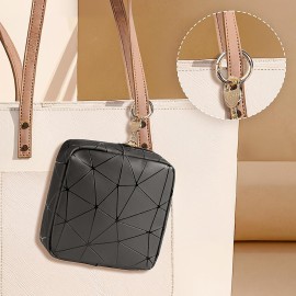 Playexen 4.5 inch Mini Makeup Bag, Small Cosmetics Bag for Purse with Ring Buckle, Portable Travel Makeup Pouch for Women Girls (Pink, Small)