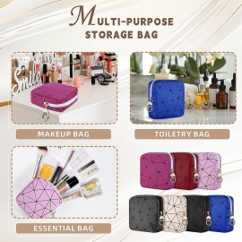 Playexen 4.5 inch Mini Makeup Bag, Small Cosmetics Bag for Purse with Ring Buckle, Portable Travel Makeup Pouch for Women Girls (Pink, Small)