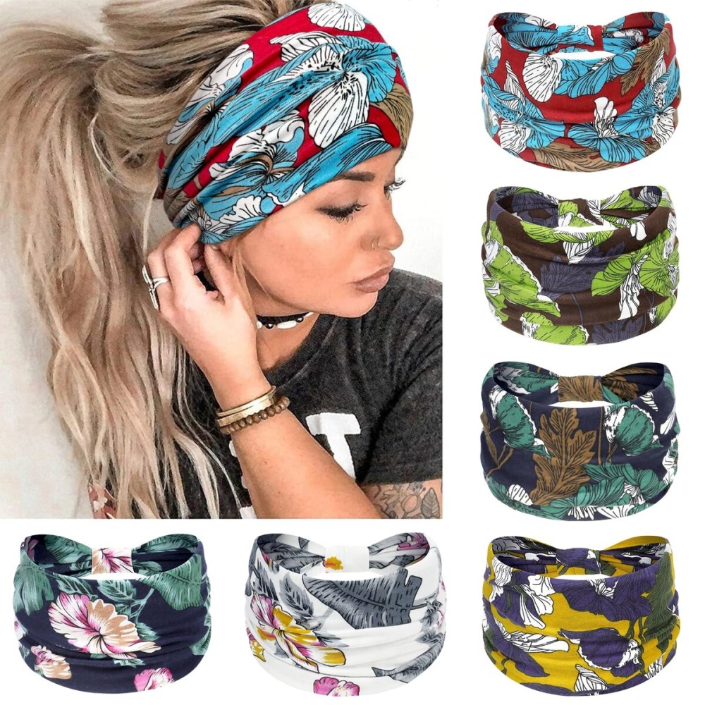 Awumbuk Wide Headbands for Women Knotted No Slip Head Bands Soft Turban Headband Hair Accessories Boho African Solid Color Head Wraps for Women Yoga Workout Pack of 6 Awumbuk Wide Headbands for Women Knotted No Slip Head Bands Soft Turban Headband Hair Accessories Boho African Solid Color Head Wraps for Women Yoga Workout Pack of 6