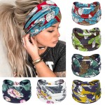 Awumbuk Wide Headbands for Women Knotted No Slip Head Bands Soft Turban Headband Hair Accessories Boho African Solid Color Head Wraps for Women Yoga Workout Pack of 6