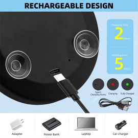 JJhxr LED 10X Travel Magnifying Mirror with Lights, Rechargeable 10X Travel Magnified Mirror, 4inch Pocket Makeup Magnification 3 Color Dimmable with Suction Cups and Scissors