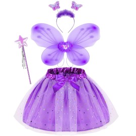 Teuevayl Little Girls Dress Up Clothes for Toddler, Princess Skirt Costume Set with Princess Gloves Crown Wings, Kids\' Dress Up Pretend Play Toys Gift for 3 4 5 6 Girls