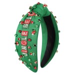 HEIDKRUEGER Jeweled Knot Headband Wide Christmas Headband JINGLE BELL Hair Hoop Party Supplies (JINGLE BELL)