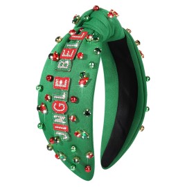 HEIDKRUEGER Jeweled Knot Headband Wide Christmas Headband JINGLE BELL Hair Hoop Party Supplies (JINGLE BELL)