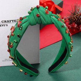 HEIDKRUEGER Jeweled Knot Headband Wide Christmas Headband JINGLE BELL Hair Hoop Party Supplies (JINGLE BELL) HEIDKRUEGER Jeweled Knot Headband Wide Christmas Headband JINGLE BELL Hair Hoop Party Supplies (JINGLE BELL)