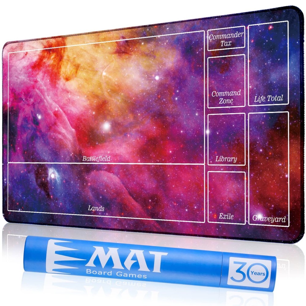 Biouai MTG Playmat for Magic The Gathering Play Mat, Stitched Playing Mat with Tube Case for MTG Card Game Playing (Purple Starry)