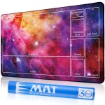 Biouai MTG Playmat for Magic The Gathering Play Mat, Stitched Playing Mat with Tube Case for MTG Card Game Playing (Purple Starry)