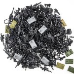 BloxBrix 400pcs Weapons-Machine-Guns-Rifles Compatible with Major Brands-Guns, Minifigures-add-ons-Militarybase-Toy-Soldiers-Police, WW2-Modern-SWAT-Battle-Ammo-Belt-gas mask-Decations for Army-Men