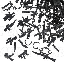 BloxBrix 400pcs Weapons-Machine-Guns-Rifles Compatible with Major Brands-Guns, Minifigures-add-ons-Militarybase-Toy-Soldiers-Police, WW2-Modern-SWAT-Battle-Ammo-Belt-gas mask-Decations for Army-Men