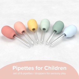 Inspire My Play 6 x Pastel Liquid Droppers For Kids Crafts - Sensory Play Pipettes for Kids - Sensory Play Toys and Accessories