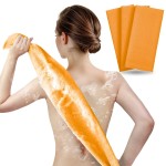 ARCH&M Exfoliating Washcloth Body Scrubber Back Scrubber for Shower Japanese Beauty Washcloth Bath Wash Cloth Korean Exfoliation Luffah Towel Net Sponge Loofah Body Scrub 3 Pack (Orange x 3)
