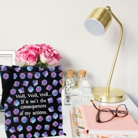 DandD Gift Role Playing Games Gift Dice Pouch DandD Accessory Pouch Bag Games Makeup Bag for RPG Gamer (My Actions Tote)