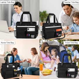 Nurse Tote Bag for Work with Padded Laptop Sleeve, Large Clinical Bag for Nursing Students, Nursing Essentials for Doctor & Home Health Care Staff, Diaper Changing Tote Bag,Black