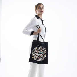 Paris City Tote Bag Paris Travel Gifts Paris Gift Welcome to Paris Moving to Paris Gift (Paris tote BLK)