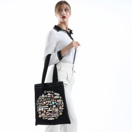 Paris City Tote Bag Paris Travel Gifts Paris Gift Welcome to Paris Moving to Paris Gift (Paris tote BLK)