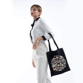 Paris City Tote Bag Paris Travel Gifts Paris Gift Welcome to Paris Moving to Paris Gift (Paris tote BLK)