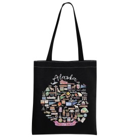 Alaska Gifts for Women Tote Bag Welcome to Alaska Moving to Alaska Gift Alaska Travel Gift (Alaska tote BLK)