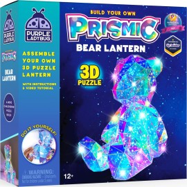 PURPLE LADYBUG Prismic 3D Bear Puzzle Nightlight - DIY LED Craft Kit for Kids & Teens, USB-Powered Holographic Light-Up Decor, Room Decor for Boys & Girls