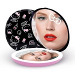 Impressions Vanity Hello Kitty The Favorites Compact Mirror with Light, Double Sided Cute Travel Makeup Mirror with Magnification, Soft Touch Button, and Adjustable Brightness