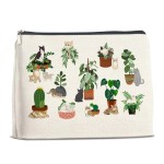 YeleY Plant for Plant Lovers - Cat for Cat Mom Cat Lovers - Cat Lovers for Women - Black Cat Makeup Bag Cosmetic Bag Makeup Zipper Pouch