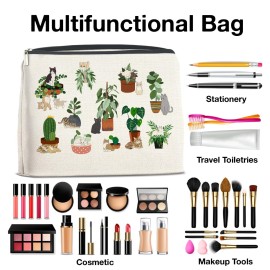 YeleY Plant for Plant Lovers - Cat for Cat Mom Cat Lovers - Cat Lovers for Women - Black Cat Makeup Bag Cosmetic Bag Makeup Zipper Pouch