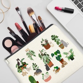 YeleY Plant for Plant Lovers - Cat for Cat Mom Cat Lovers - Cat Lovers for Women - Black Cat Makeup Bag Cosmetic Bag Makeup Zipper Pouch