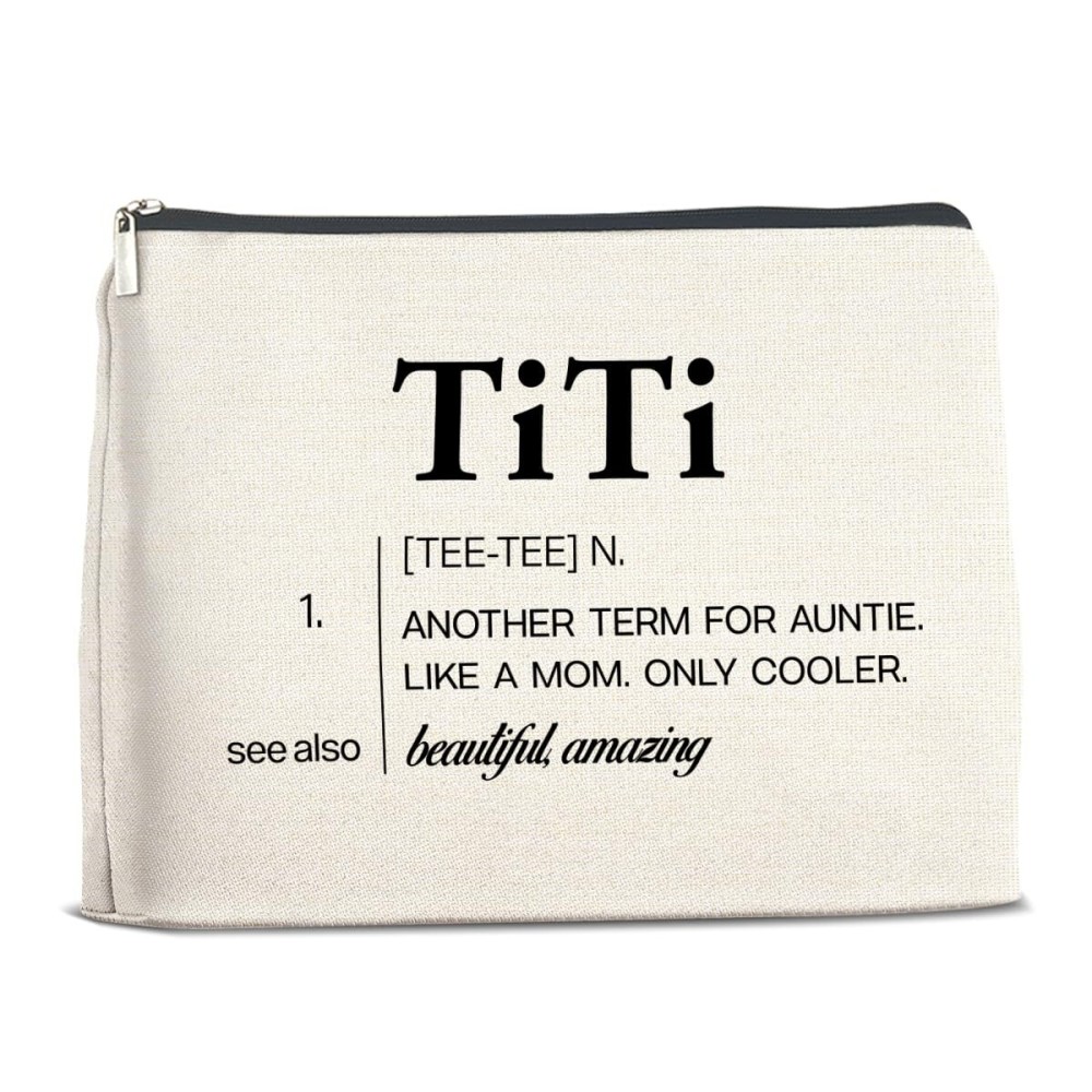 YeleY Funny Auntie - Auntie Gift From Nephew Niece - Auntie Gift Ideas - Funny Auntie Makeup Bag for Titi Auntie Aunt Aunty - Titi Definition Cosmetic Bag Makeup Zipper Pouch