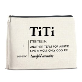 YeleY Funny Auntie - Auntie Gift From Nephew Niece - Auntie Gift Ideas - Funny Auntie Makeup Bag for Titi Auntie Aunt Aunty - Titi Definition Cosmetic Bag Makeup Zipper Pouch