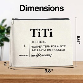 YeleY Funny Auntie - Auntie Gift From Nephew Niece - Auntie Gift Ideas - Funny Auntie Makeup Bag for Titi Auntie Aunt Aunty - Titi Definition Cosmetic Bag Makeup Zipper Pouch