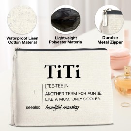 YeleY Funny Auntie - Auntie Gift From Nephew Niece - Auntie Gift Ideas - Funny Auntie Makeup Bag for Titi Auntie Aunt Aunty - Titi Definition Cosmetic Bag Makeup Zipper Pouch