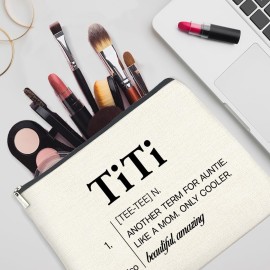 YeleY Funny Auntie - Auntie Gift From Nephew Niece - Auntie Gift Ideas - Funny Auntie Makeup Bag for Titi Auntie Aunt Aunty - Titi Definition Cosmetic Bag Makeup Zipper Pouch