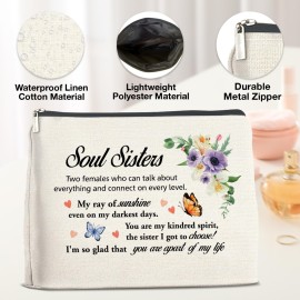 YeleY for Soul Sister - Bestie for Women - Soul Sister Gift Ideas - Soul Sister Makeup Bag - Soul Sister Cosmetic Bag Makeup Zipper Pouch