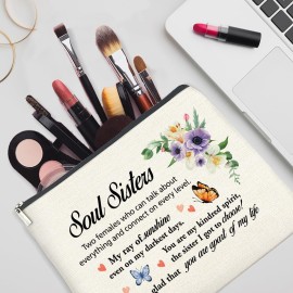 YeleY for Soul Sister - Bestie for Women - Soul Sister Gift Ideas - Soul Sister Makeup Bag - Soul Sister Cosmetic Bag Makeup Zipper Pouch