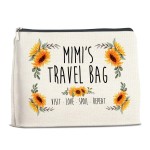 YeleY Mimi Gift Mimi\'s Travel Bag - Mimi From Grandson Granddaughter - for Grandmother Grandma Nana Mimi Gigi - Mimi Sunflower Makeup Bag Cosmetic Bag Makeup Zipper Pouch