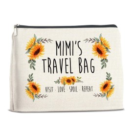 YeleY Mimi Gift Mimi\'s Travel Bag - Mimi From Grandson Granddaughter - for Grandmother Grandma Nana Mimi Gigi - Mimi Sunflower Makeup Bag Cosmetic Bag Makeup Zipper Pouch