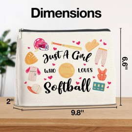 YeleY for Softball Lovers - Softball for - Softball Lovers for Sister Daughter Bestie BFF - Just a Girl Who Loves Softball Makeup Bag Cosmetic Bag Makeup Zipper Pouch