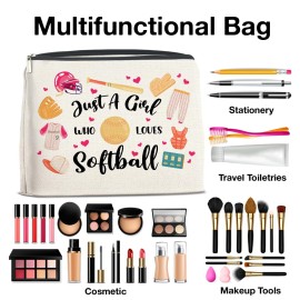 YeleY for Softball Lovers - Softball for - Softball Lovers for Sister Daughter Bestie BFF - Just a Girl Who Loves Softball Makeup Bag Cosmetic Bag Makeup Zipper Pouch