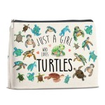YeleY Sea Turtle for Women Turtle Lovers - Turtle Ideas - Turtle Lovers Makeup Bag for Teen Girl - Just a Girl Who Loves Turtles Cosmetic Bag Makeup Zipper Pouch