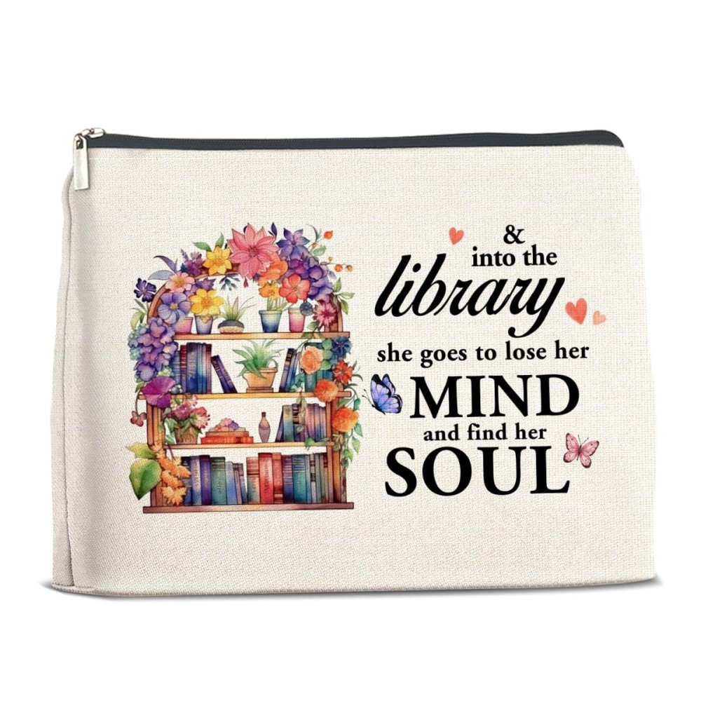 YeleY for Library Lovers - Librarian for Women - for Book Lover Bookworm Librarian - Library Lovers Makeup Bag for Sister Bestie Daughter - Book Lovers Cosmetic Bag Makeup Zipper Pouch