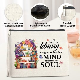 YeleY for Library Lovers - Librarian for Women - for Book Lover Bookworm Librarian - Library Lovers Makeup Bag for Sister Bestie Daughter - Book Lovers Cosmetic Bag Makeup Zipper Pouch
