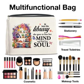 YeleY for Library Lovers - Librarian for Women - for Book Lover Bookworm Librarian - Library Lovers Makeup Bag for Sister Bestie Daughter - Book Lovers Cosmetic Bag Makeup Zipper Pouch