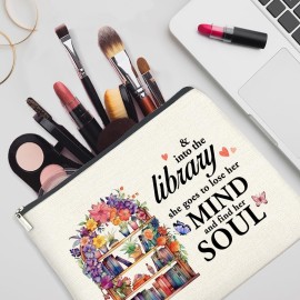 YeleY for Library Lovers - Librarian for Women - for Book Lover Bookworm Librarian - Library Lovers Makeup Bag for Sister Bestie Daughter - Book Lovers Cosmetic Bag Makeup Zipper Pouch