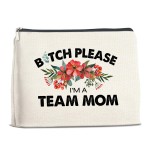 YeleY Team Mom - Team Mom Appreciation - Funny Team Mom Makeup Bag - I\'m a Team Mom Cosmetic Bag Makeup Zipper Pouch