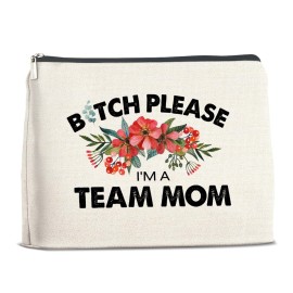 YeleY Team Mom - Team Mom Appreciation - Funny Team Mom Makeup Bag - I\'m a Team Mom Cosmetic Bag Makeup Zipper Pouch