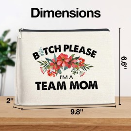 YeleY Team Mom - Team Mom Appreciation - Funny Team Mom Makeup Bag - I\'m a Team Mom Cosmetic Bag Makeup Zipper Pouch